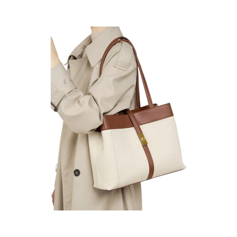 Modlex Elegant Harmony Color Beige Leather Tote